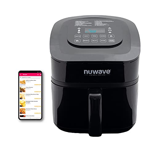 NUWAVE 7.25Qt Air Fryer 1800W, 7-in-1 Air Fryer Oven Combo with One-Touch Screen, 100 Presets to Set, Roast Toast Crisp Reheat, Easy to Use, Dishwasher-Safe Heavy Duty Nonstick Basket