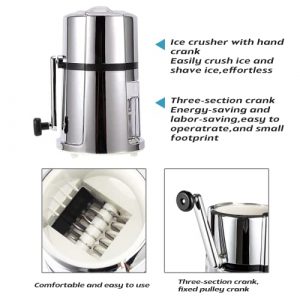 Ice Crusher, Manual Rotary Ice Crusher, for Fast Coarse, Shaved or Fine Chips for Snow Cones