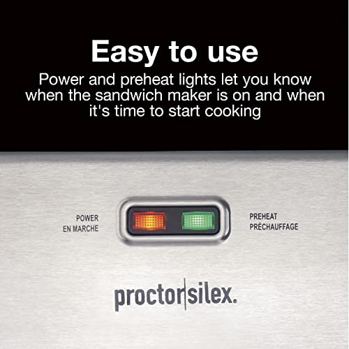 Proctor Silex Deluxe Hot Sandwich Maker, Nonstick Plates, Stainless Steel (25415)