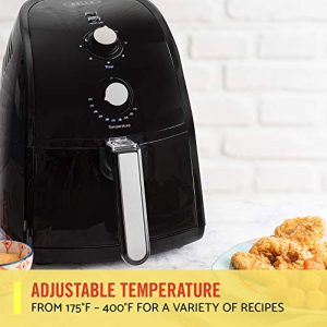 BELLA Electric Hot Air Fryer, Healthy No-Oil Deep Frying, Cooking, Baking and Roasting, Easy Clean Up, Removable Dishwasher Safe Basket, 2.6 QT, Black