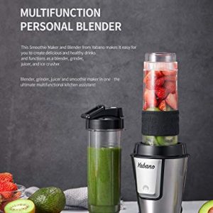 Personal Blender with 2 x 20oz Travel Bottle and Coffee/Spices Jar, Portable Smoothie Blender and Coffee Grinder in One, 500W Single Serve Blender for Shakes and Smoothies, BPA free, by Yabano