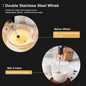 AiSmile Milk Frother Handheld,Rechargeable 3 Speeds Milk Frother Handheld with 2 Stainless Whisks.Standable Handheld Frother Ideal for Making Coffee, Lattes, Egg Whisks, Hot Chocolate