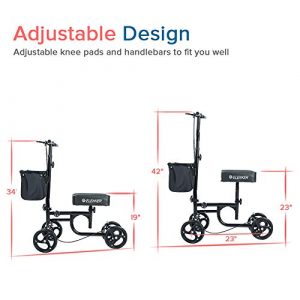 ELENKER Steerable Knee Walker Deluxe Medical Scooter for Foot Injuries Compact Crutches Alternative Black
