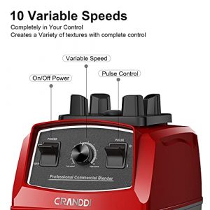 CRANDDI Professional Countertop Blenders for Kitchen,1500Watt,70oz BPA-Free Jar and Self-Cleaning, Commercial Blenders for Shakes and Smoothies, Build-in Pulse, YL-010 Red