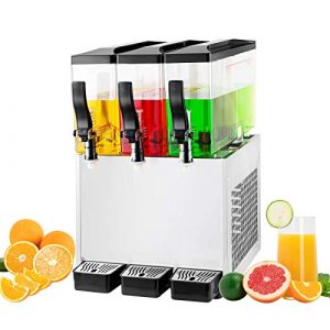 TECSPACE 110V 30L Commercial Beverage Dispenser Cold and Hot,3 Tanks 9.5 Gallon 270W, Stainless Steel Fruit Juice Beverage Machine Equipped with Thermostat Controller