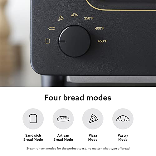 BALMUDA The Toaster | Steam Oven Toaster | 5 Cooking Modes - Sandwich Bread, Artisan Bread, Pizza, Pastry, Oven | Compact Design | Baking Pan | K01M-KG | Black | US Version