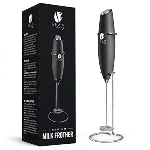 Bean Envy Milk Frother for Coffee - Handheld, Mini Electric Drink Mixer, Foamer & Frother with Stand for Coffee, Lattes, Hot Chocolates and Shakes - Black