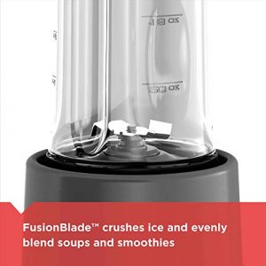 BLACK+DECKER FusionBlade Personal Blender with Two 20oz Personal Blending Jars, Gray, PB1002G (Renewed)