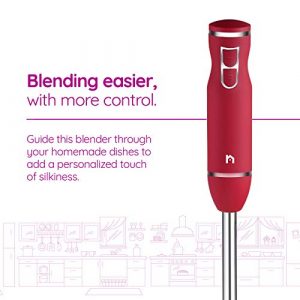 New House Kitchen Immersion Hand Blender 2 Speed Stick Mixer with Stainless Steel Shaft & Blade 300 Watts Easily Food, Mixes Sauces, Purees Soups, Smoothies, and Dips, Red