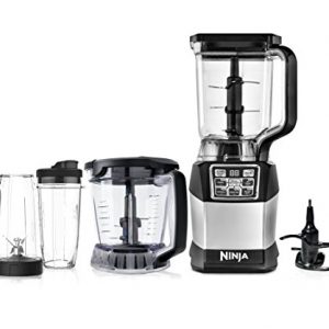 Ninja Blender and Food Processor System with 1200-Watt Auto-iQ Base, 72 Oz Pitcher, 40 Oz Blend & Prep Bowl, Dough Tool and (2) 24 Oz Cups with Lids (BL494), Black