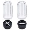 Beaquicy 2 Pack 16oz Cup with Cross Blade and Flat Blade Combo - Replacement for Mag-ic Bullet Blender Juicer 250W MB1001