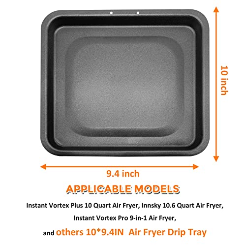 HEISENLIN Drip Pan for Instant Vortex Plus Air Fryer, 2 PCS Upgraded Rectangular Nonstick Oil Drip Tray Pan for Instant Vortex Pro Innsky Chefman PowerXL and More Air Fryer, Dishwasher Safe