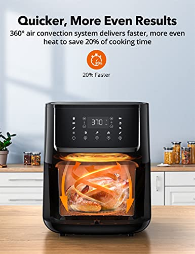 Air Fryer, Mothers Day Gifts Large 6 QT Air Fryers with 50 Recipes for Family, One Touch Setting with 11 Cooking Functions and Voice Reminder, Dishwasher Safe