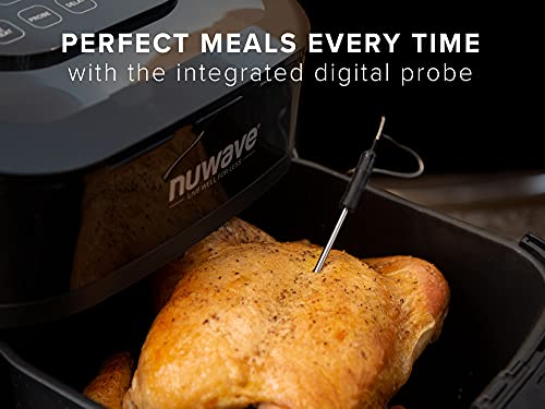 NUWAVE Brio 6-Quart Healthy Digital Smart Air Fryer with Probe One-Touch Digital Controls, Advanced Cooking Functions, Removable Divider Insert & Grill Pan (NEW ACCESSORY)