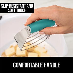 Gorilla Grip Pastry Dough Blender and Butter Cutter, Thick Sharp Stainless Steel Blades for Easy Mixing, Comfortable Grip, Heavy Duty Kitchen Baking Tool, Kneading Doughs, Dishwasher Safe, Turquoise