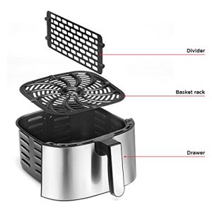 CHEFMAN 2 in 1 Max XL 8 Qt Air Fryer, Healthy Cooking, User Friendly, Basket Divider For Dual Cooking, Nonstick Stainless Steel, Digital Touch Screen with 4 Cooking Functions, BPA-Free