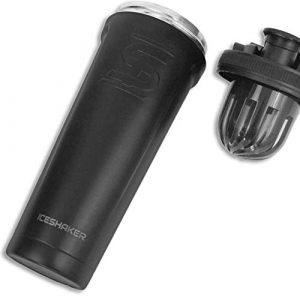 Ice Shaker Stainless Steel Insulated Water Bottle Protein Mixing Cup (As seen on Shark Tank) | Gronk Shaker | (Black 36oz)