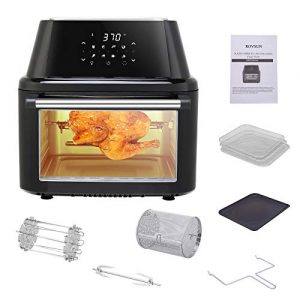 ROVSUN Air Fryer Oven Combo, 17 Quarts 8-in-1 Air Fryer Toaster Oven Dehydrator with Rotisserie & Racks, 1800W Airfryer 8 Cooking Presets & 9 Accessories, Digital LCD Touch Screen, ETL Certified
