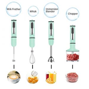 Immersion Hand Blender, ISILER 5-in-1 500-Watt Multi-Purpose Stick Blender with 860ml Food Chopper, 600ml Container, Milk Frother, Egg Whisk, 8-Speed for Puree Infant Food Smoothies Soups