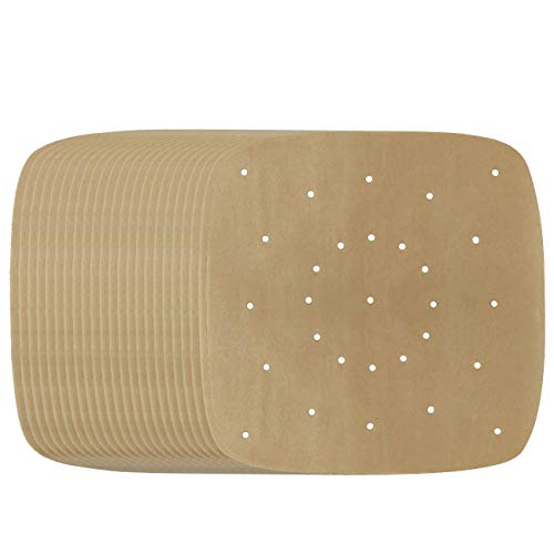 200pcs Air Fryer Parchment Paper - 7.5 inch Perforated Unbleached Air Fryer Liners/Square Parchment Liner for Air Fryer, Steaming Basket and More