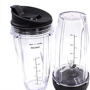 Replacement Nutri Ninja Blender Cup 24 oz with Sip & Seal Lid - For Blender BL450 BL454 Auto-iQ BL480 BL481 BL482 BL687 (2-Pack)