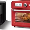 CROWNFUL 5 Quart Air Fryer Black & 19 Quart/18L Air Fryer Toaster Oven Red