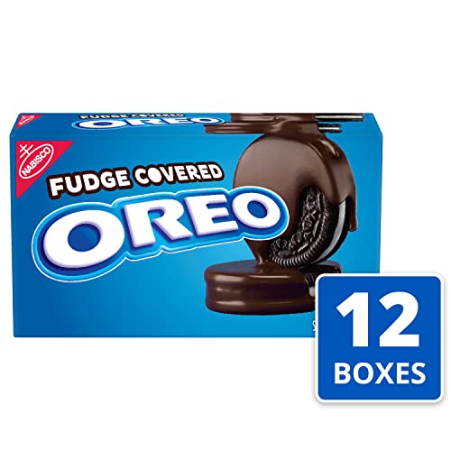 OREO Fudge Covered Chocolate Sandwich Cookies, Original Flavor, 12 Boxes (7.9 oz)