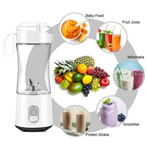 WATSMAR Portable Blender, USB Rechargeable Personal Size Blender for Shakes & Smoothies, Mini Small Fruit Mixer Juicer with 50 Recipes, 4000mAh Battery, 380ML & 6pcs 3D Blades for Travel/Gym/Outdoors