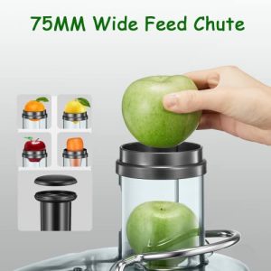 Juicer Machines, 800W Centrifugal Juicer Extractor with 3” Wide Feed Chute for Whole Fruit and Vegetable, Easy to Clean, 304 Stainless Steel Powerful Juicer with 2 Speed Modes & Anti-drip, BPA-free