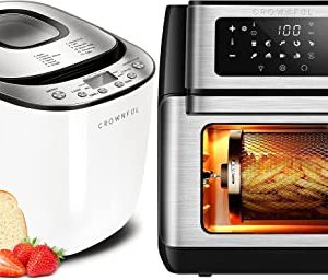 CROWNFUL Automatic Bread Machine & CROWNFUL Smart Air Fryer Toaster Oven Combo, 10.6 Quart WiFi Convection Roaster with Rotisserie & Dehydrator