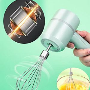 Kitchen Electric Hand Mixer 3 Speed, Cordless Handheld Mixer & Stainless Egg Beater, Lightweight Mini Hand Mixer Easy Use-Aqua