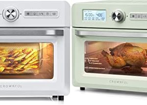 CROWNFUL 19 Quart Air Fryer Toaster Oven, Convection Roaster with Rotisserie & Dehydrator, 10-in-1 Countertop Oven, Original Recipe and 8 Accessories Included, UL Listed