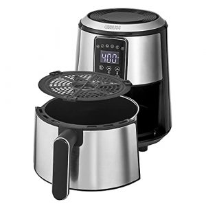 Crux 3QT Digital Air Fryer, Faster Pre-Heat, No-Oil Frying, Fast Healthy Evenly Cooked Meal Every Time, Dishwasher Safe Non Stick Pan and Crisping Tray for Easy Clean Up, Stainless Steel