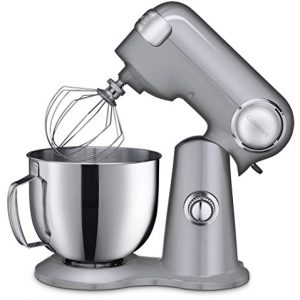 Cuisinart SM-50BC Precision Master 5.5-Quart 12-Speed Stand Mixer with Mixing Bowl, Chef's Whisk, Flat Mixing Paddle, Dough Hook, and Splash Guard with Pour Spout, Silver Lining