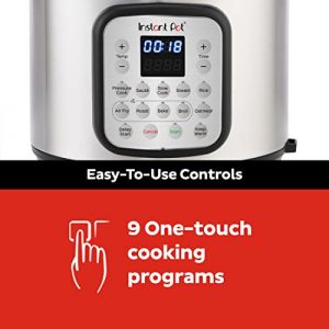 Instant Pot Duo Crisp 9-in-1 Electric Pressure Cooker with Air Fryer Lid and Sealing Ring, Stainless Steel, Pressure Cook, Slow Cook, Air Fry, Roast, Steam, Sauté, Bake, Broil and Keep Warm