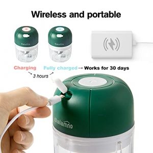 Mini Food Chopper, Balamno Electric Mini Garlic Chopper, Cordless Food Processor Small Vegetable Mincer with USB Charging and Powerful Cutting, Mini Grinder for Garlic Onion Ginger Pepper, Baby Foods