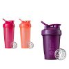 BlenderBottle Classic Shaker Bottle Perfect for Protein Shakes and Pre Workout, 28-Ounce (2 Pack), All Pink and Coral & Classic Shaker Bottle Perfect, 20-Ounce, Plum/Plum