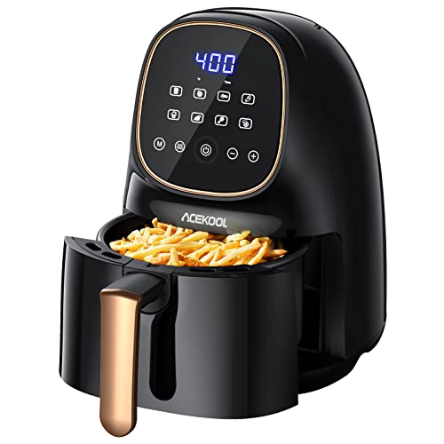 Acekool Air Fryer, 2.2 Quart 1000W Electric Hot Oven Oilless Cooker with 8 Preset Menus, Small Air Fryer Oven with LCD Touch Screen & Nonstick Frying Pot, Recipe Book