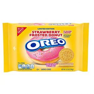 Oreo Strawberry Frosted Donut Creme Golden Sandwich Cookies Limited edition 12.2 oz, 1 Count