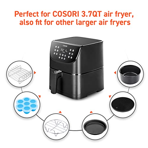 COSORI Air Fryer Toaster oven, 12-in-1, 26.4QT & Air Fryer Accessories, Set of 6 Fit for Most 3.7Qt and Larger Oven Cake & Pizza Pan, Metal Holder, Skewer Rack & Skewers, etc, BPA Free