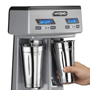Waring Commercial WDM3600TX Heavy-Duty Triple Spindle Drink Mixer, Each Spindle Has Independent 1hp Motor, with Countdown Timer, Digital Display, Automatic Start/Stop, 120V, 5-15 Phase Plug