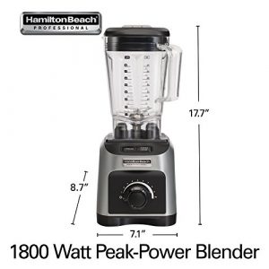 Hamilton Beach Professional 1800W Blender with 64oz BPA Free Jar, Variable Speed Dial for Puree, Ice Crush, Shakes and Smoothies, Silver (58800)