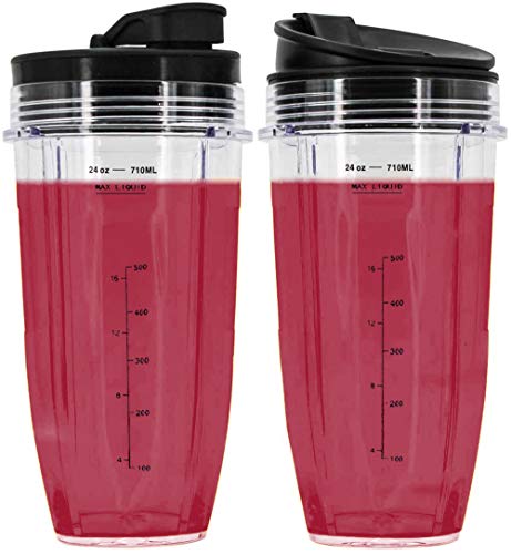 24 oz Cups Compatible for Nutri Ninja Pro Replacement Cups with Sip & Seal Lid, Compatible with BL450 BL454 BL456, BL480, BL490, BL640, BL642, BL680 BL687 for Ninja Auto IQ Series Blenders(Pack of 2)