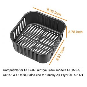 Air Fryer Replacement Basket 5.8QT for COSORI Black CP158-AF,CS158,CO158,Air Fryer Basket Replacement for Innsky Air Fryer XL 5.8 QT,Non-Stick Air Fryer Basket Replacement Parts,Air Fryer Accessories