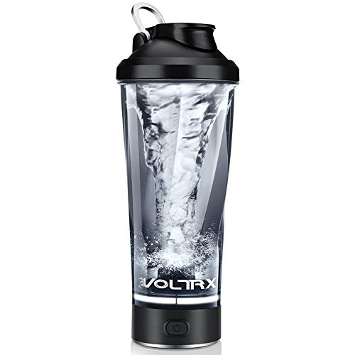 VOLTRX Premium Electric Protein Shaker Bottle, Made with Tritan - BPA Free - 24 oz Vortex Portable Mixer Cup/USB Rechargeable Shaker Cups for Protein Shakes (Black)