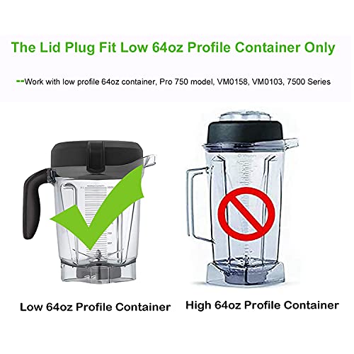 Lid Plug Replacement for Vita-mix 64oz Low Profile Container Plug Drink Machine Pro750 Pro300 Only Fit Low Profile 64-oz Container
