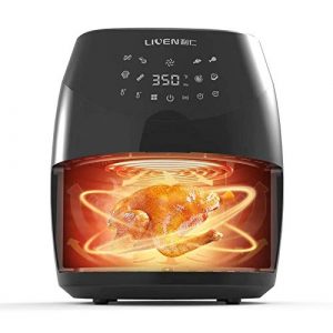 LIVEN Black XL Air Fryer Hot Air Oven Digital Air Fryer Large 8-IN-1 Oilless Air Fryer 5.8 Quart - 6 QT Family Pro