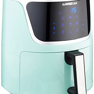 GoWISE USA GW22954 7-Quart Electric Air Fryer with Dehydrator& 3 Stackable Racks, Digital Touchscreen with 8 Functions + Recipes, 7.0-Qt, Mint/Silver