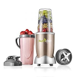 Personal Electric Single Serve Blender - 900W Professional Kitchen Countertop Mini Blender for Shakes and Smoothies w/ Pulse Blend, Convenient Lid Cover, Portable 20 & 24 Oz Cups - NutriChef NCBL90