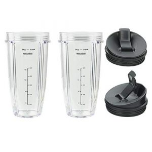 Blender Cups for Ninja Blender, 24OZ Cup with Sip & Seal Lids, Compatible with Nutri Ninja Auto IQ Series Blenders BL450 BL454 BL456, BL480, BL490, BL640, BL642, BL680 BL687 (2 Pcs)